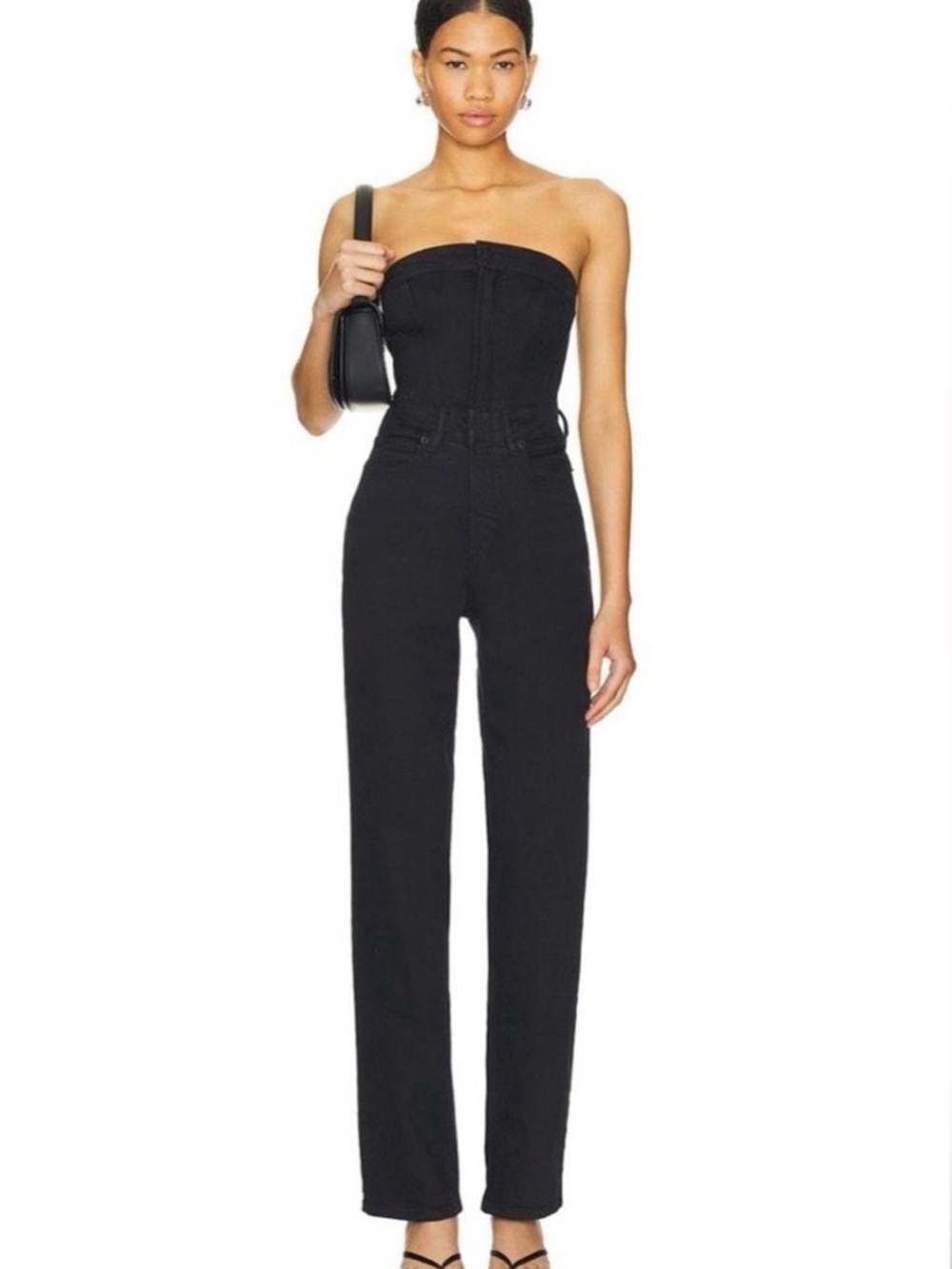 Good American fit for success Strapless Black Denim Jumpsuit